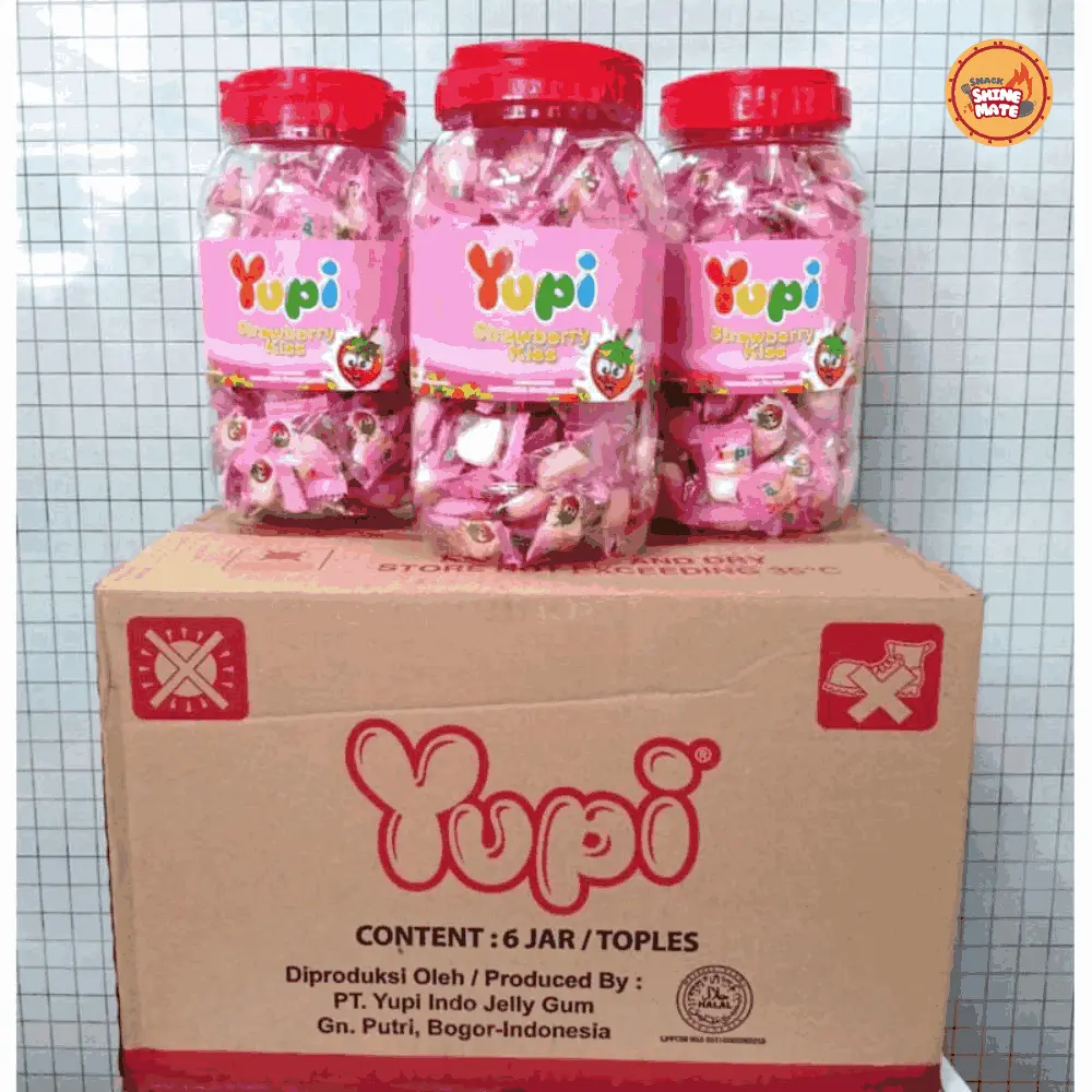 Yupi Toples Permen Yupi Strawberry Kiss Jar 300gr / Bolicious Mix Jar