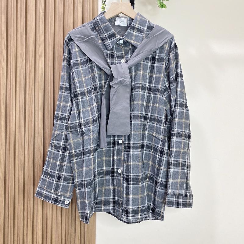 READY STOCK KEMEJA SYAL Atasan Wanita Casual Katun 1