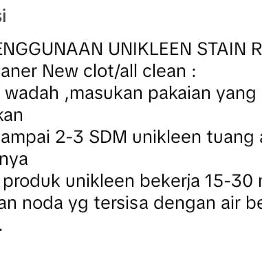 unikleen 250gr , pembersih noda pakaian, detergen bubuk penghilang noda pada pakaian ampuh,untuk baju putih dan berwarna 2