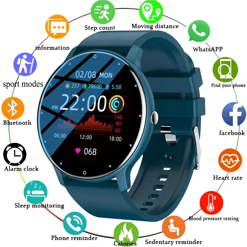 LIGE Smart Watch Layar Sentuh Penuh Olahraga Kebugaran IP67 Tahan Air Jam Tangan Pria For Android IOS 2