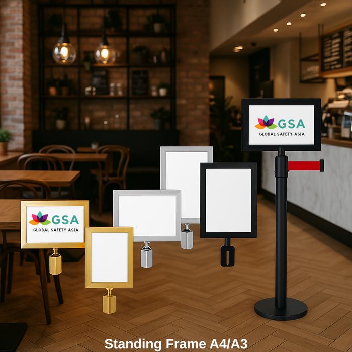 Promo Standing Sign Frame Stainless Papan Tiang Antrian - Silver ...