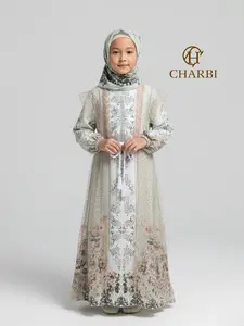 Gamis Aleena - Ceruty Babydoll Mix Rompi Tulle Gliter Anak Anak Terbaru !!!