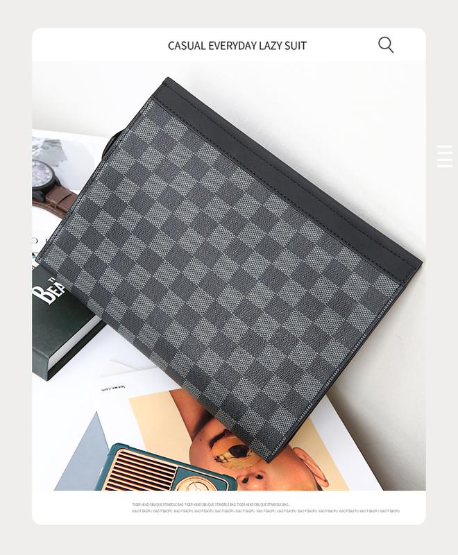 Product Introduction of Handbag Handbag 2023 new fashion men&#039;s bag plaid leisure business briefcase file bag envelope bag 3