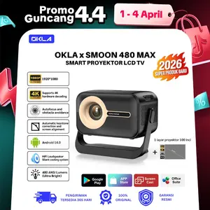 OKLA x SMOON 480 MAX Mini Projector 1080P – Proyektor Portable WiFi 5G Layar 120 Inch Home Theater Murah + Remote