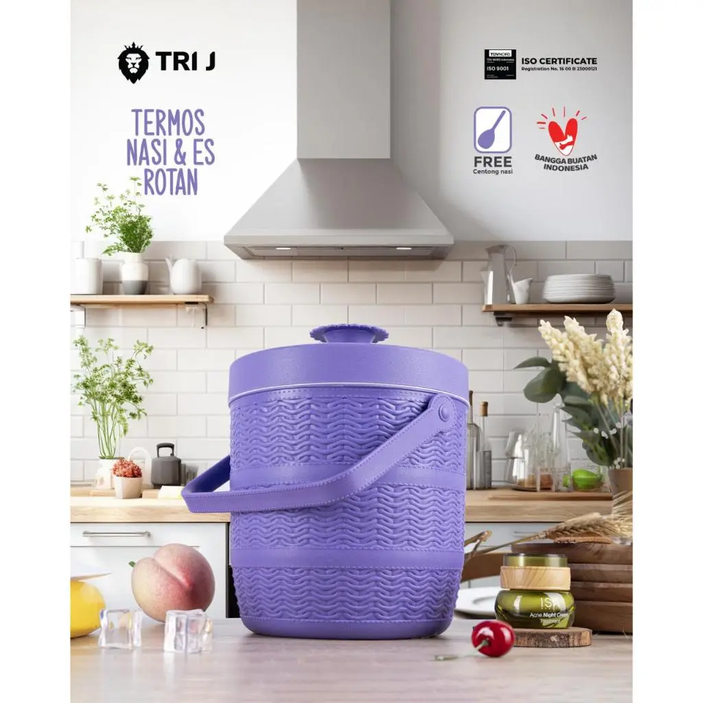 Termos Nasi Rice Bucket Motif Rotan no 6.5 / Ice Bucket 6.5 / Tempat Penyimpanan Nasi dan Es Tri J Dapur