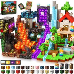 ライトアップ 磁気ブロックセット（200個入り）『Forest Portal』磁気ブロック、ライトアップマグネットキューブ、STEMモンテッソーリ感覚玩具。子供用・キッズ用、LEDライト付き。4〜8歳の子ども（男の子・女の子）、幼児向け。安全で創造性を育むクリスマス／誕生日ギフトに最適です。