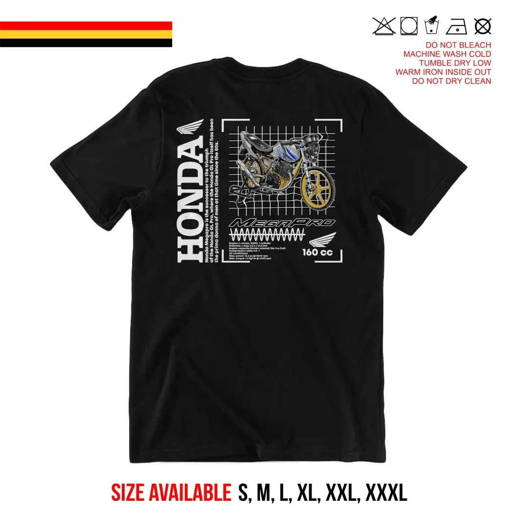 KAOS HONDA MEGAPRO BIRU SEMI COTTON PE 24s