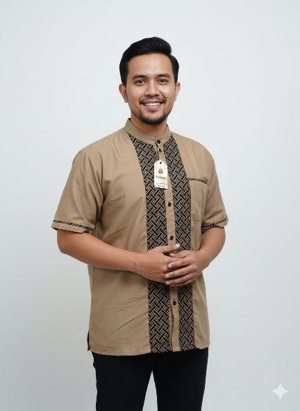 Big Size Jumbo Baju Koko Pria Muslim Dewasa Lengan Pendek Baju Koko Batik Kobata Terbaru