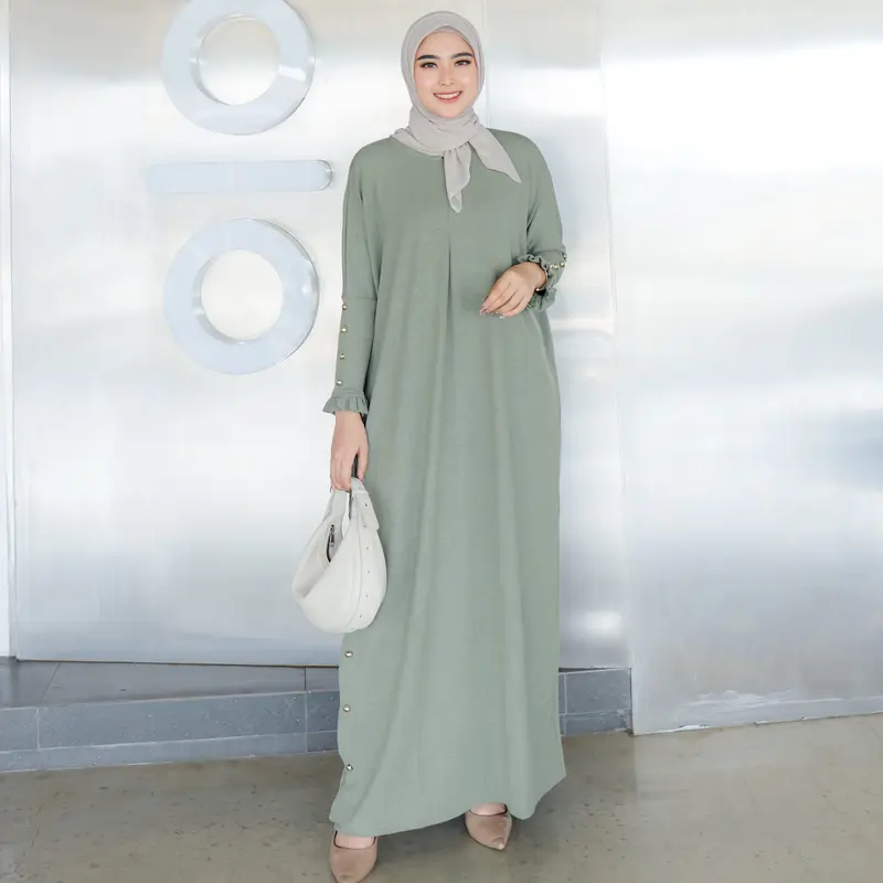 Mecca Dress byEdek Abaya Batwing Ruffle - Knit Premium Wanita  - Kaftan Maxi - Busui Wudhu Friendly 5