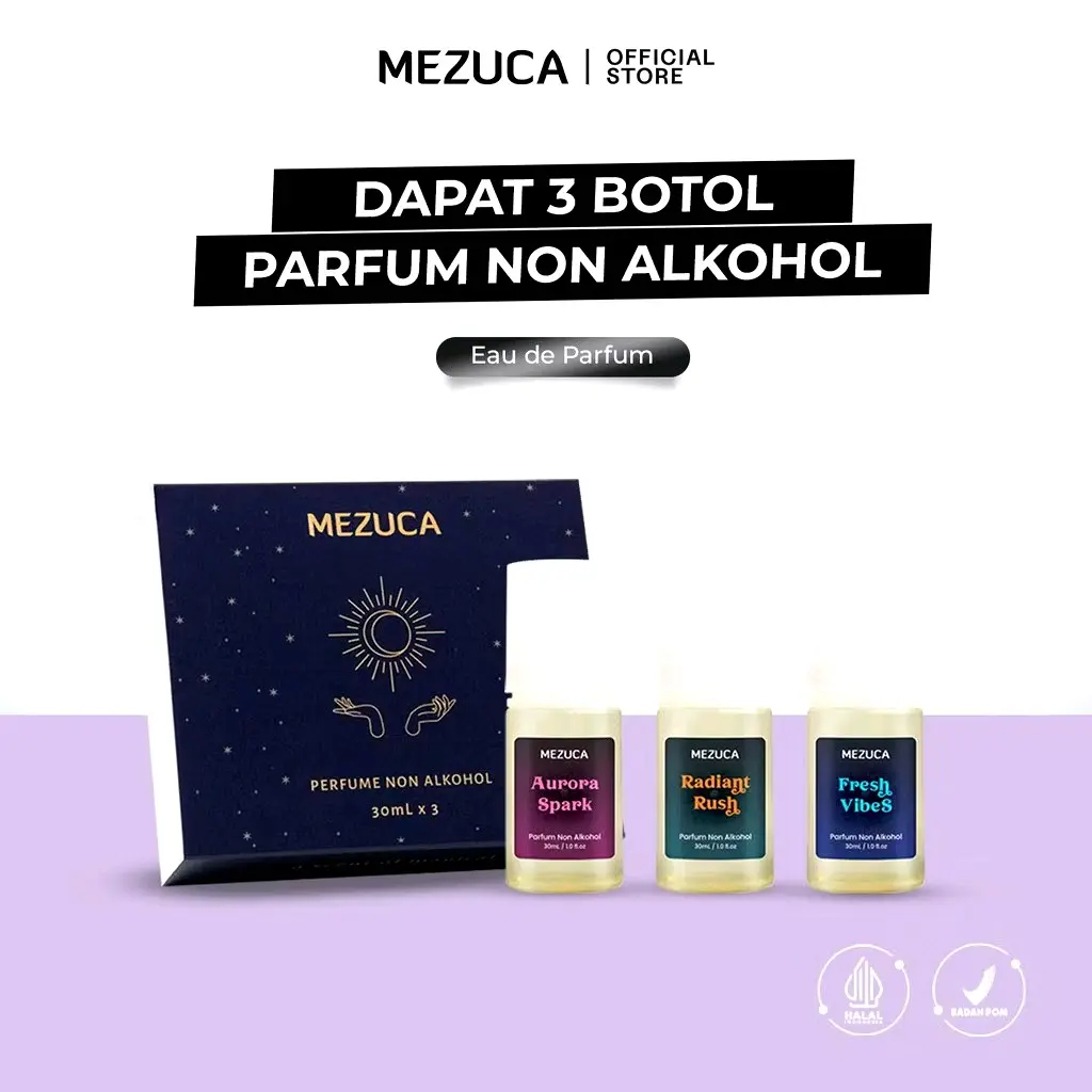 Beli 1 Gratis 2 Parfum Mezuca Non Alkohol Series 30mL | Botol Tetes Free Box Eau de Perfume Wangi Tahan Lama Unisex Pear Kering