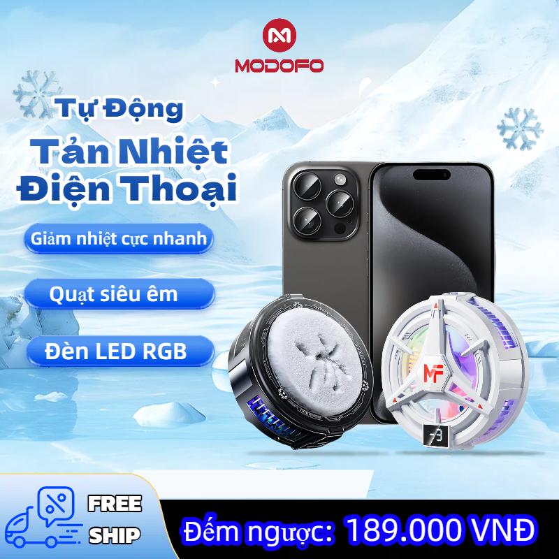 MODOFO Máy Tản Nhiệt Điện Thoại Phủ Băng Giá Điều Hòa Bán Dẫn Siêu Êm Tương Thích iPhone Android Chơi Game Live Stream Đa Năng 2025 LED RGB Giảm Nhiệt Cực Nhanh