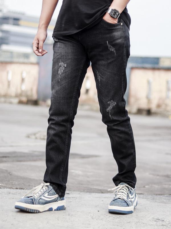 Ferskillend Celana jeans panjang pria sobek Tiger Claw CMJEE 01 streach jeans skinny Black Tiger Claw Denim Hitam sobekpria Nyaman Ripped Slimfit Melar Stretch 1