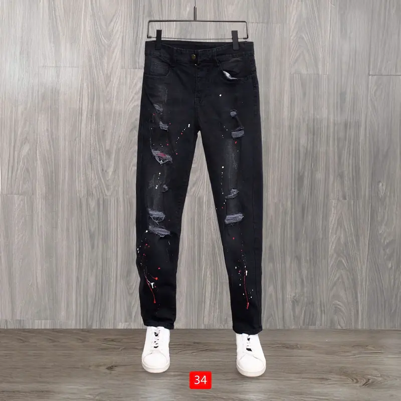 Quần jean nam dài đen rách vải sơn cao cấp -Chất denim co giãn Ôm gọn chân- Ms 97 Menswear Pants Có Túi 5