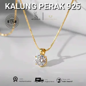 Kalung Milano Perak 925 Plus Liontin Permata Swedia Grade A FL Non Inklusi, Logam Mulia Anti Karat Garansi 2 Tahun