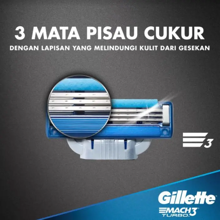 Gillette Mach 3 Turbo Pencukur Isi Ulang Pisau Cukur & Gillette Shaving Foam Cream Menthol 175gr 3