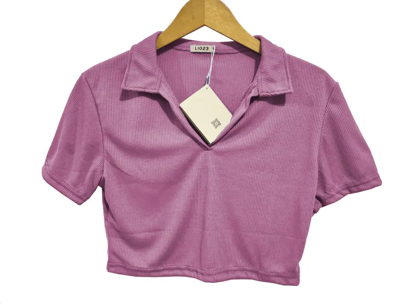 BRYLEE POLO CROP TOP RIB KNIT BISA COD 5