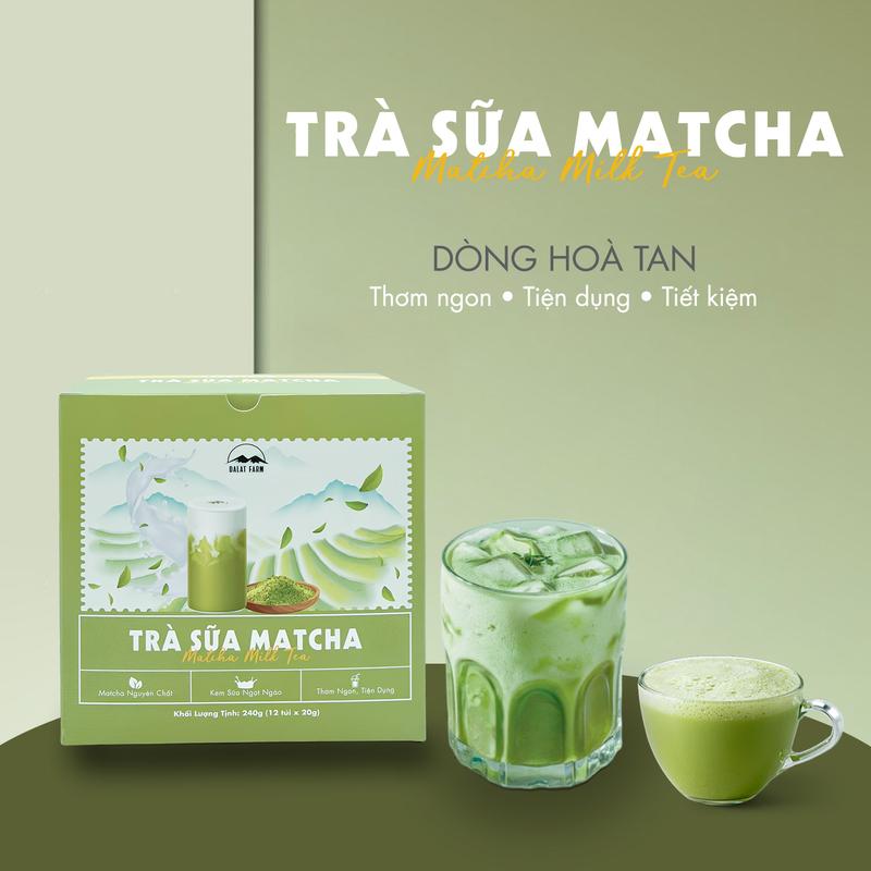 Trà Sữa Matcha Latte DalatFarm - Hộp 240g 12 túi x 20g
