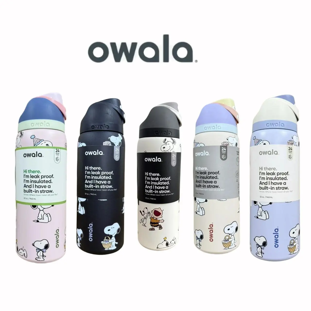 Trending 2026 Owala Snoopy Water Bottle | BPA free Stainless Steel