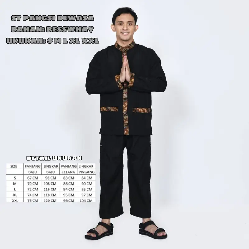 SETELAN PANGSI POLOS BAJU PANGSI SUNDA BAJU SETELAN GRATIS IKAT KEPALA Celana Dewasa Katun Panjang Pria 5