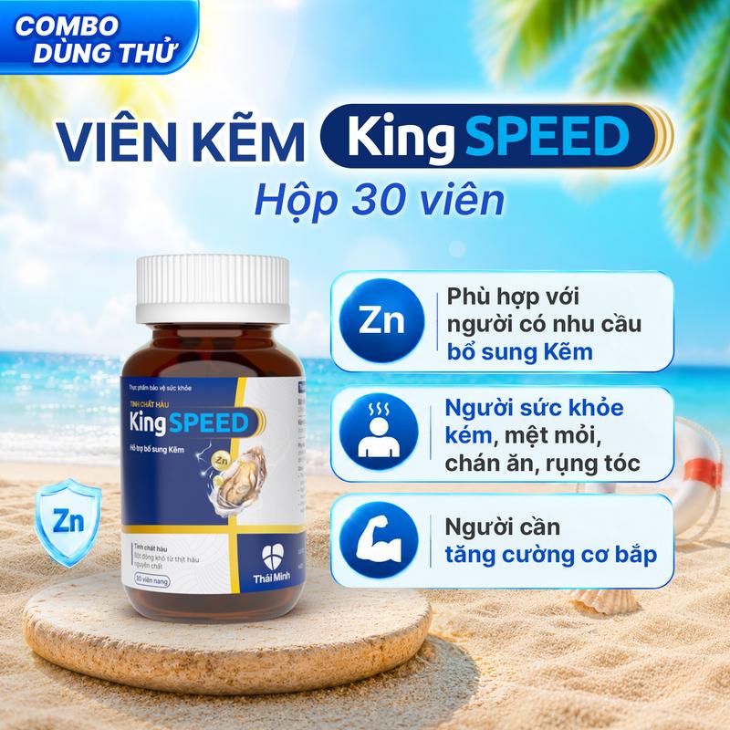 Viên uống bổ sung Kẽm KingSPEED - Nguyên liệu nhập khẩu Đức - Hỗ trợ tăng cường sức khỏe - Lọ 30 viên