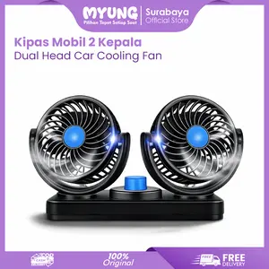 MYUNG Kipas Mobil 12 Volt Double Fan / Kipas Angin Mobil / Car Cooling Double Fan / Kipas Dasbor Mobil Truk / Double Headed Fan / Kipas Mobil 2 Kepala Simple