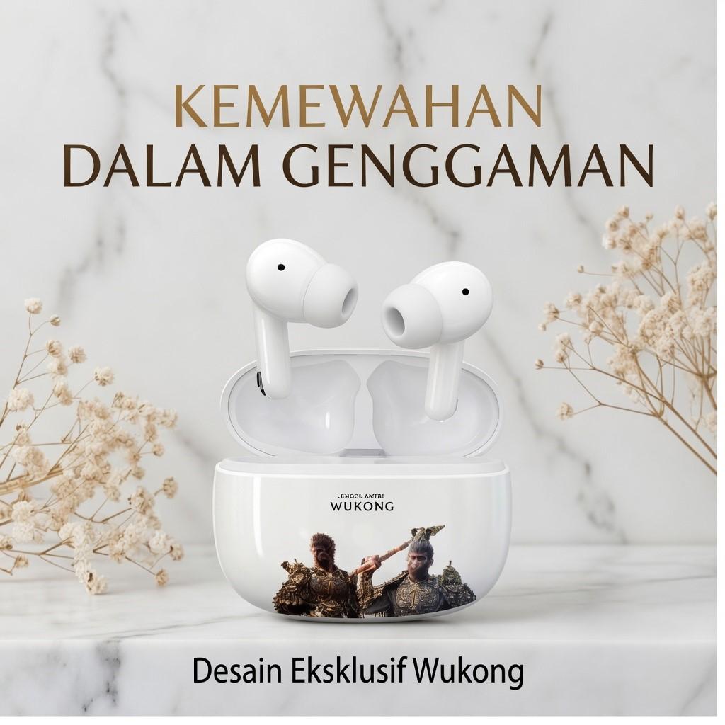 Black Myth Wukong KY X60 jbl phantom AI Earphone Suara Stereo Level HiFi, Tahan Air iPX5, Mikrofon Internal, ENC Noise Reduction  Cerdas Kontrol Sentuh untuk iPhone dan Android