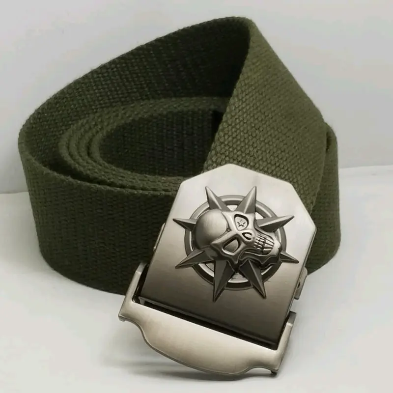 Sabuk ikat pinggang pria tactical KATUN CANVAS kepala besi tebal Premium 16T Model jepit 4