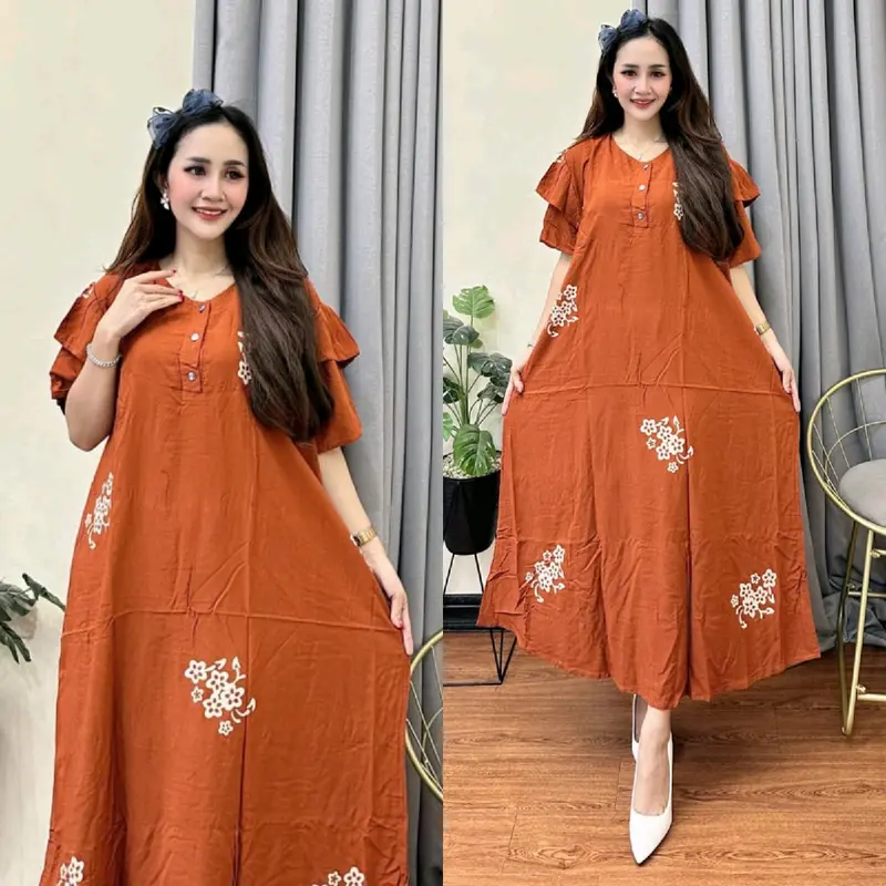 DRESS BUSUI LENGAN TUMPUK - DASTER KLOK A TALI SAMPING LD 120 5
