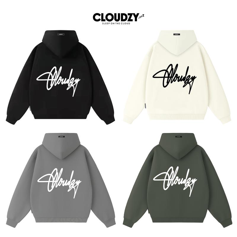 Áo hoodie nam nữ local brand unisex cặp đôi nỉ ngoại cotton form rộng có mũ xám đen dày oversize CLOUDZY HD PAINT