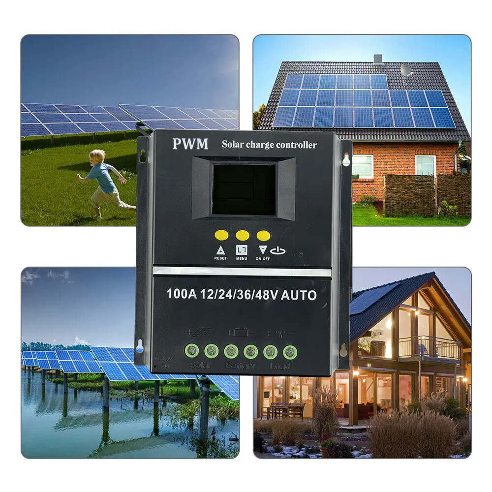 KLD Solar Charge Controller PWM Dual USB Auto 12V/24V/36V/48V 100A - SY48100A Alat Baterai Green Plastik Power Store