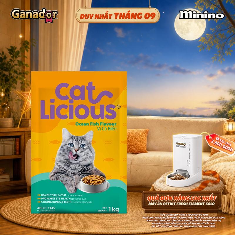 Thức ăn hạt Catlicious cho mèo vị Cá biển túi 1kg