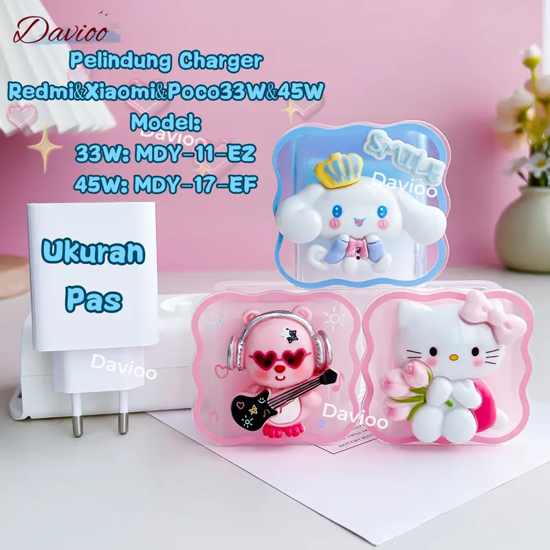 Pelindung Charger FOR REDMI/XIAOMI/POCO 33W&45W | Set 5 Item Motif Kartun Bahan TPU Pelindung Kabel Charger Untuk Charger FOR REDMI/XIAOMI/POCO 33W&45W 6