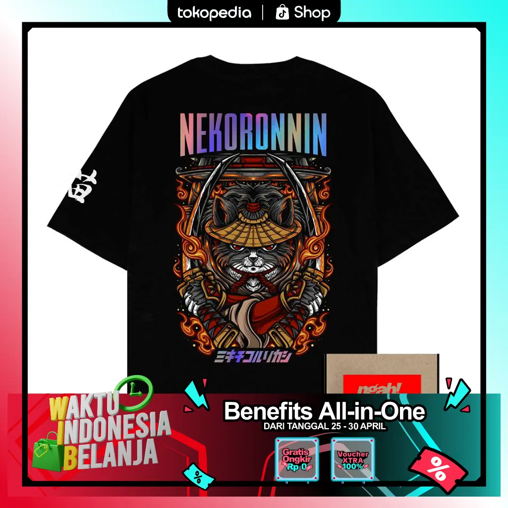 (Gratis Stiker) Ngab Kaos Baju Distro Sablon Reflective Rainbow Nekoronnin NB060 Unisex Pria Wanita Cotton Combed 24s
