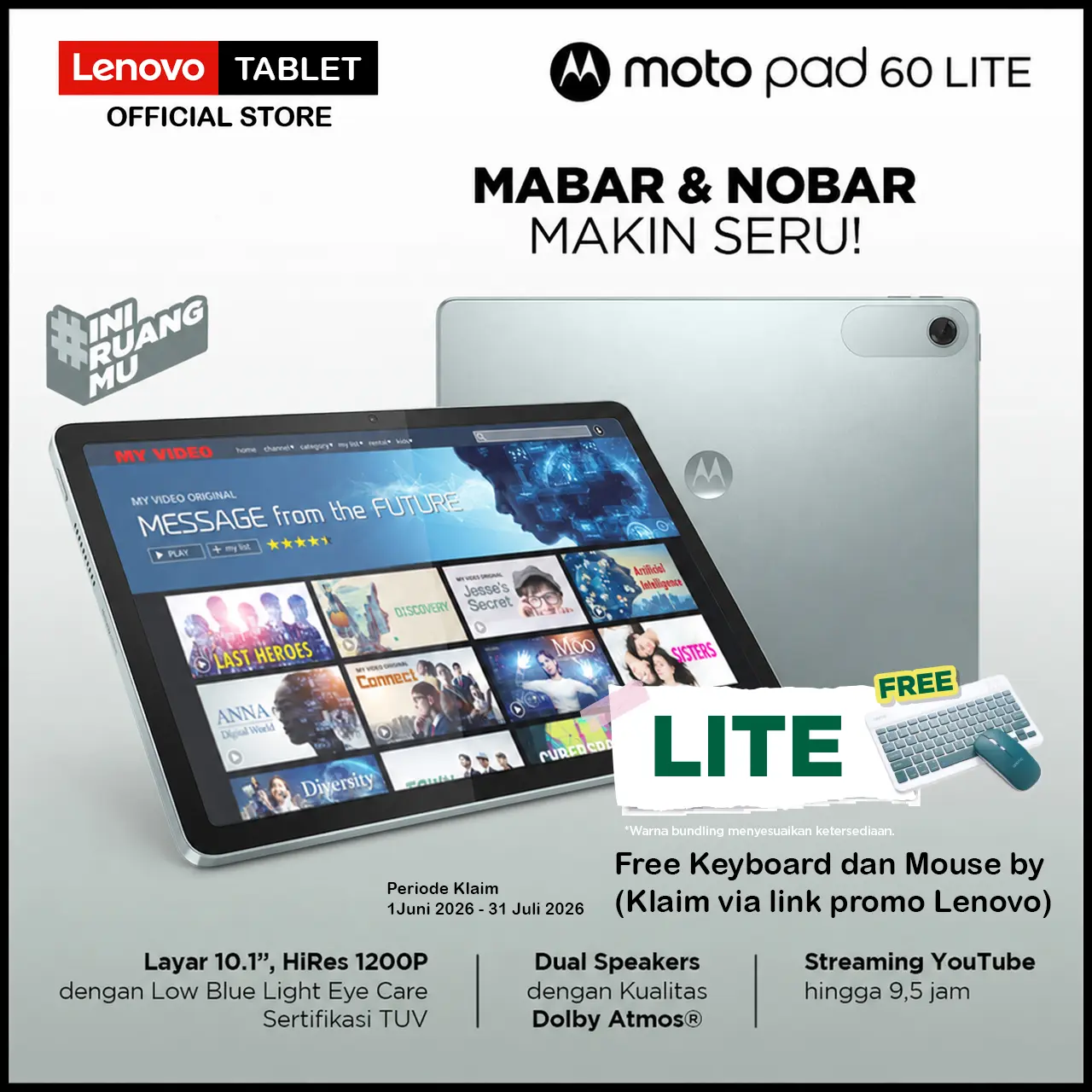 Motopad 60 Lite - 4GB/128GB - Helio G85 - 10.1 inch - 400nits - Dolby Atmos - 5100mAh - Bonus Clear Case