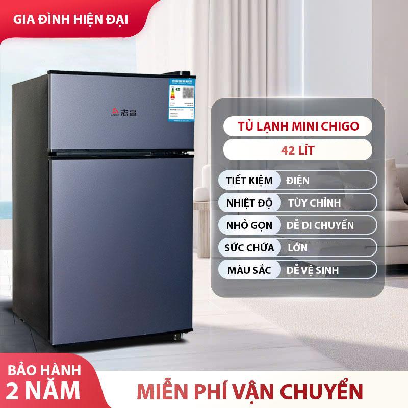 Tủ lạnh mini CHIGO 2 ngăn đá ngăn mát 42L điều chỉnh nhiệt độ - bảo hành 2 năm