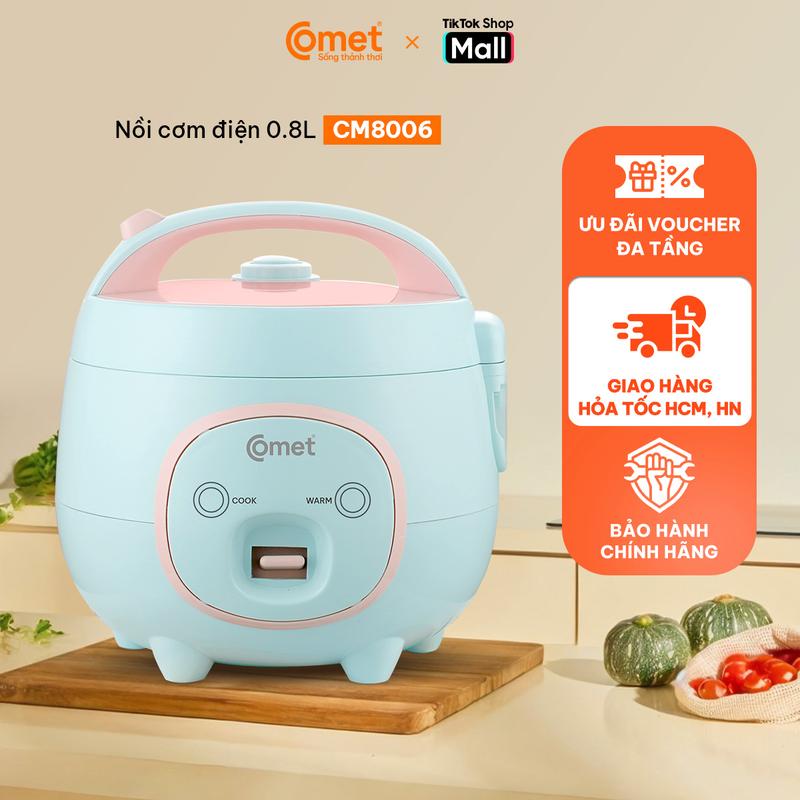 Nồi cơm điện Mini COMET - Kiểu dáng con lợn 0.8 lít cho 1 đến 2 người - Lòng nồi chống dính, dễ vệ sinh, nắp kín giữ nhiệt, tiết kiệm điện - CM8006