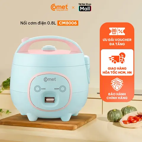 Nồi cơm điện COMET CM8006, 0.6L, trắng cam