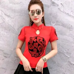 Blouse cheongsam Imlek 2026 SUPER HIGH QUALITY. Ready Hitam dan merah