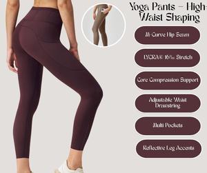 High-Waist Peach-Lift Yoga Leggings with Reflective Strips & Nylon 66 Compression – 24"[YA79]