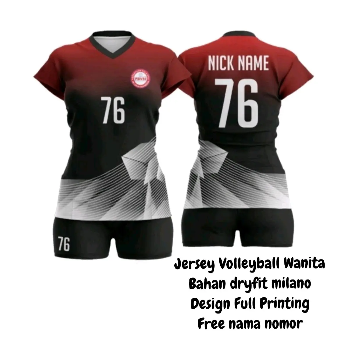 Set jersey dan Celana Voli Wanita Nyaman Custom nama+nomor Uniseks Setelan Sport