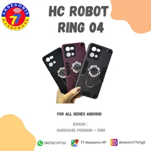 HC ROBOT RING 04 FOR ALL ANDORID Case Ring Hit Series dengan Kick Stand Bahan Dual Layer Thick Silicone TPU dan Hard Polycarbonate Perlindungan Maksimal