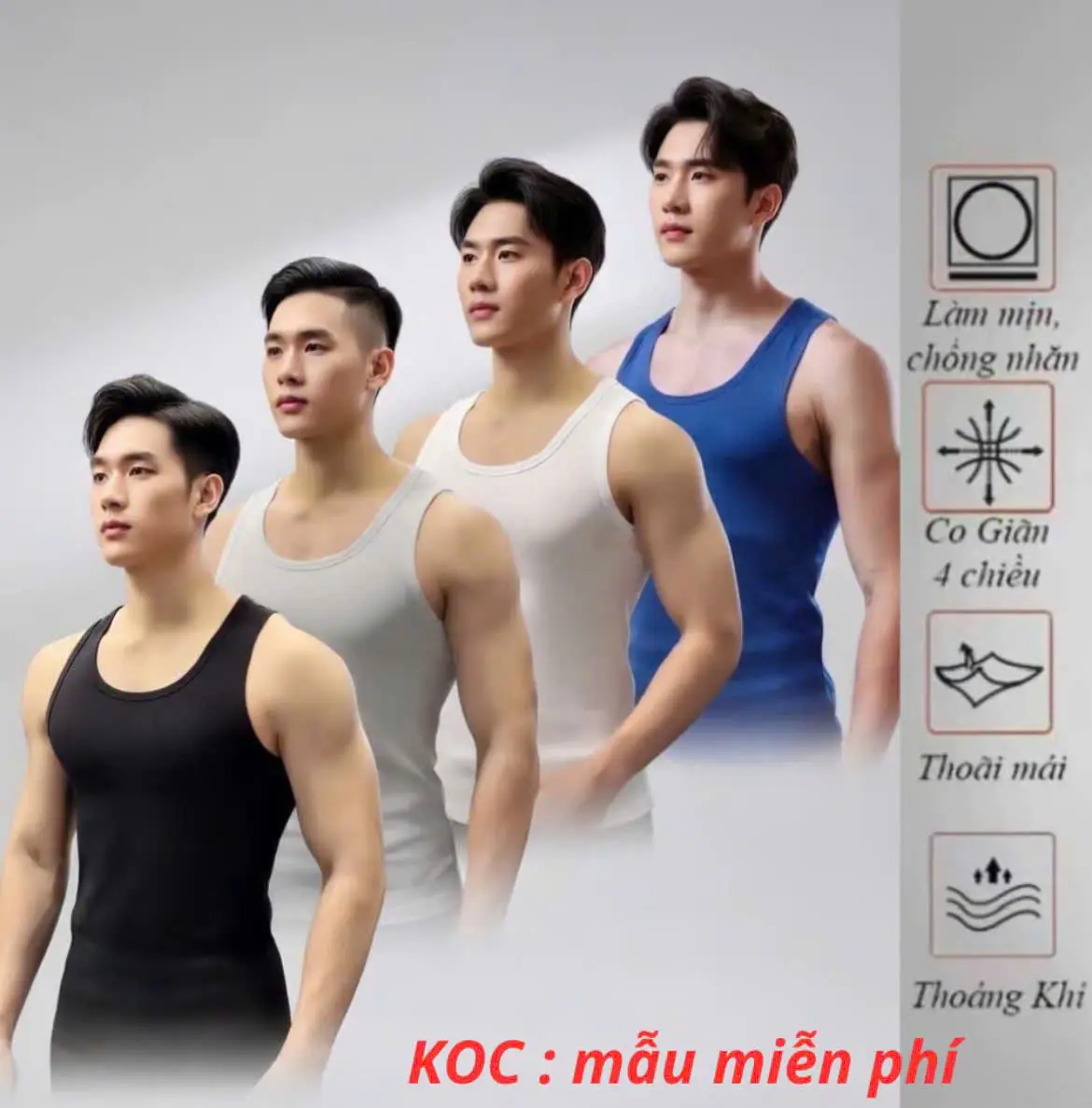 Cm bo 4 áo Thun 3 Lỗ Thể Thao Nam, Chất vải Thun Lạnh mềm, mịn ,mát, co giãn, mặc nhà, mặc thể đục, tập gym