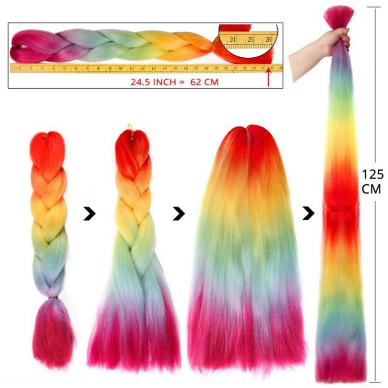 Colored Braiding Hair 24.5 Inch Colorful Braiding Hair for Braids Synthetic Colored Hair Extensions 3