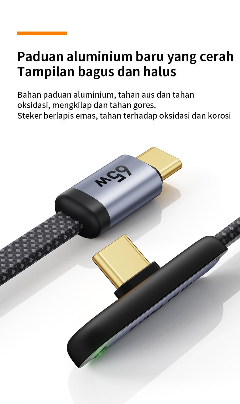 TRANYOO Kabel Data 65W Type-C ke Type-C / 30W Lightning(iPhone), desain siku 90°, cocok untuk iPhone, Samsung, OPPO, VIVO, Xiaomi, POCO, realme, Infinix & Android. Konektor emas, panjang 1,2m, cocok untuk ponsel & tablet, model CC-3. TRANYOO Kabel Data 65W Type-C ke Type-C / 30W Lightning(iPhone), desain siku 90°, cocok untuk iPhone, Samsung, OPPO, VIVO, Xiaomi, POCO, realme, Infinix & Android. Konektor emas, panjang 1,2m, cocok untuk ponsel & tablet, model CC-3.