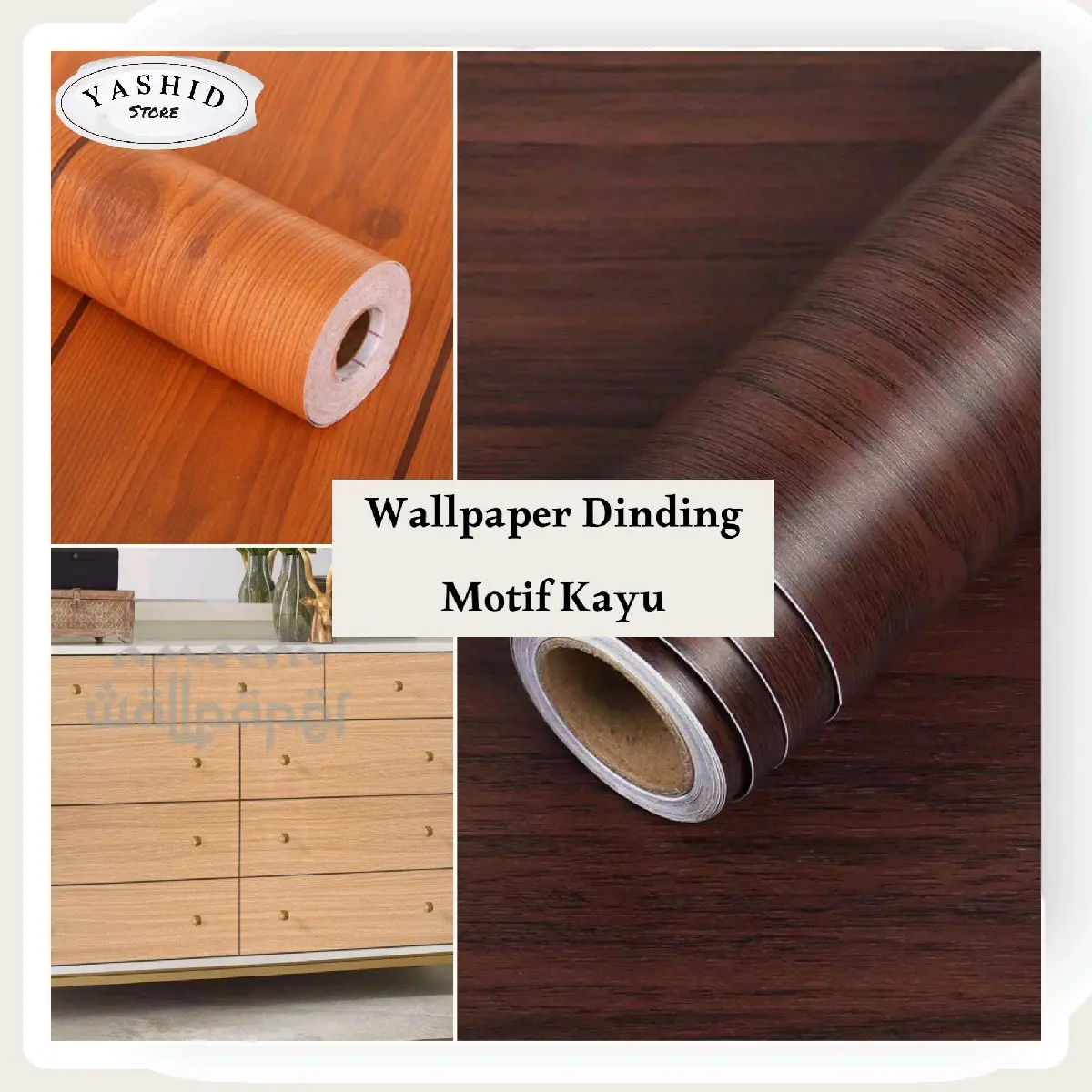 Wallpaper Sticker Dinding Motif Kayu Pvc Kertas Stiker