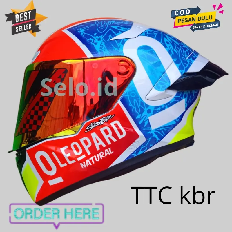 Helm TT COURSE  leopard full face paket ganteng spoiler ttc BISA COD 5