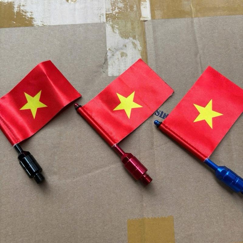 Gia 1 cai Ốc Chân Kính Lá Cờ Đỏ Sao Vàng Việt Nam Ốc Chân Gương Xe Máy Nhôm Nguyên Khối Cho Exciter Winner..