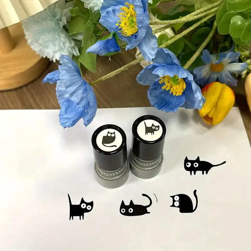 Cat Pattern Stamp, 1 Count Cute Cat Stamp, 1 Box Lovely Cat Stamp for DIY Scrapbooking, Journaling, Gift Wrapping, Greeting Cards 2