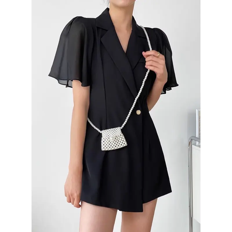 JS4805 Heejin Chiffon Sleeves Romper With Belt 6