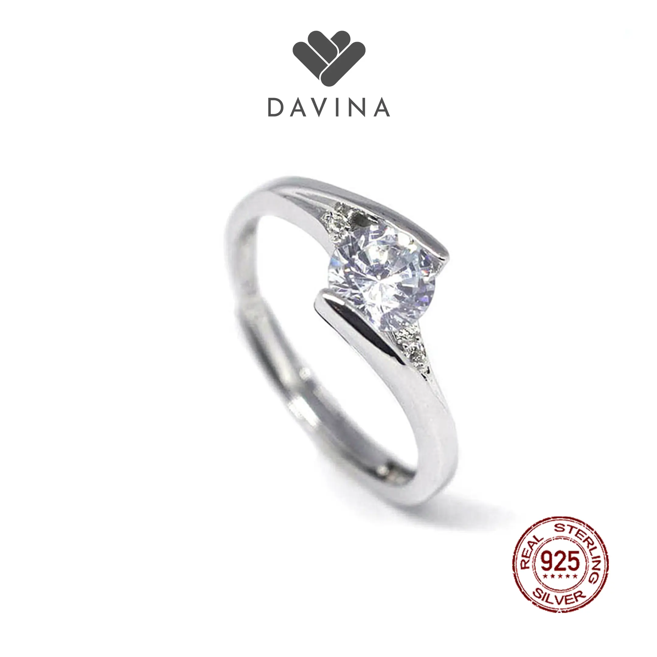DAVINA Ladies Ola Ring Sterling Silver 925 - Cincin Wanita Perak S925 Tunangan Nikah Lamaran